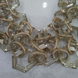 Unique Shimmery Textured Gold & Geometric Necklace